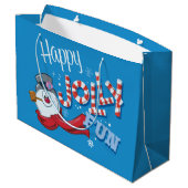 De Snowman™ bevuilen | Happy Jolly Fun Groot Cadeauzakje (Achterkant Gekanteld)
