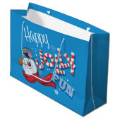 De Snowman™ bevuilen | Happy Jolly Fun Groot Cadeauzakje (Voorkant Gekanteld)
