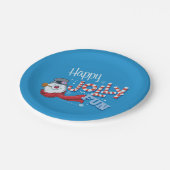 De Snowman™ bevuilen | Happy Jolly Fun Papieren Bordje (Gekanteld)