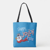De Snowman™ bevuilen | Happy Jolly Fun Tote Bag (Achterkant)