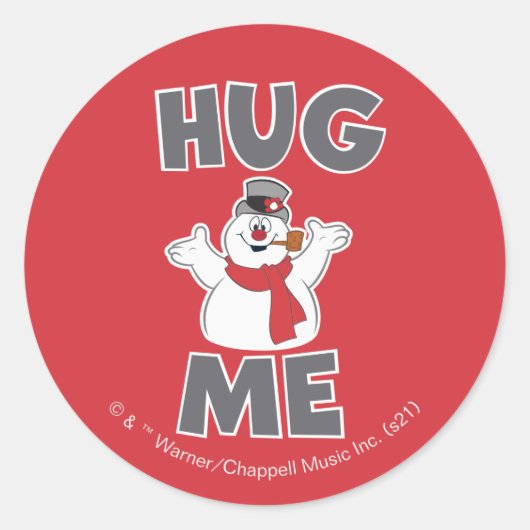De Snowman™ bevuilen | Hug Me Ronde Sticker (Voorkant)