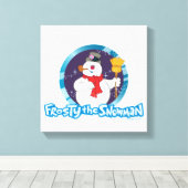 De Snowman™ bevuilen | Magisch Frosty Portret Canvas Afdruk (Insitu (Houten vloer))