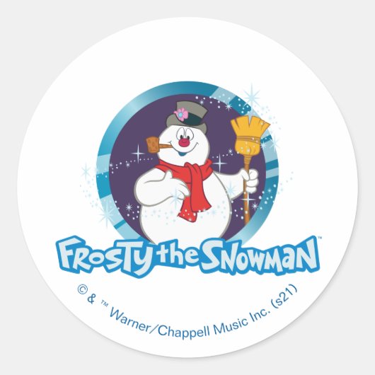 De Snowman™ bevuilen | Magisch Frosty Portret Ronde Sticker (Voorkant)