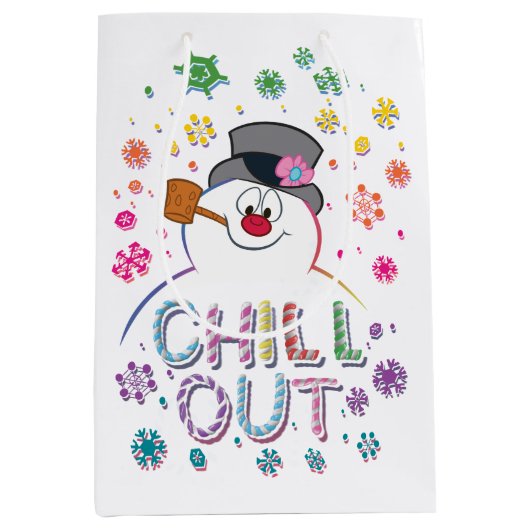 De Snowman™ bevuilen | Rainboog-kleuren "Chill Out Medium Cadeauzakje (Voorkant)