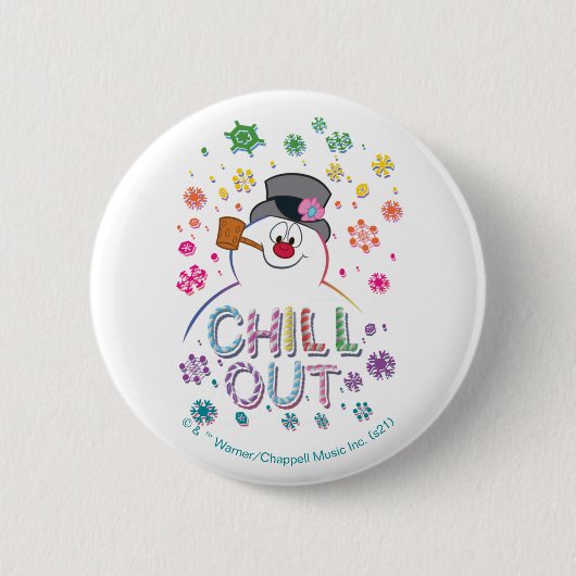 De Snowman™ bevuilen | Rainboog-kleuren "Chill Out Ronde Button 5,7 Cm (Voorkant)