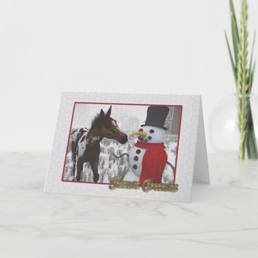De Snowman en de Curieuze Foal Holiday Card Feestdagen Kaart (Voorkant)
