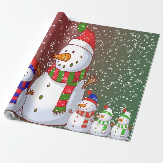 De Snowman-familie - Cadeaupapier (Uitgerold)