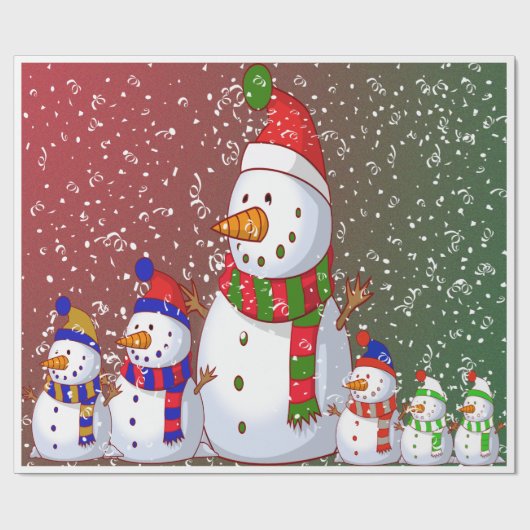 De Snowman-familie - Cadeaupapier (Vlak)