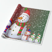 De Snowman-familie - Cadeaupapier (Uitgerold)