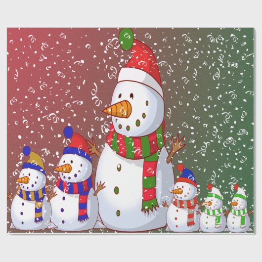 De Snowman-familie - Cadeaupapier (Vlak)