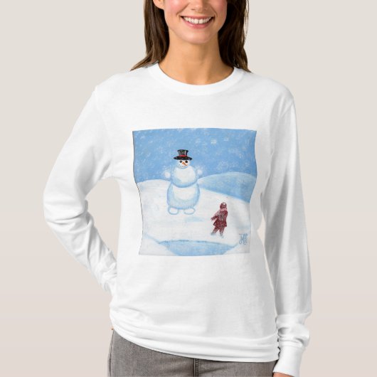 De Snowman Long Meve T voor vrouwen door JML T-shirt (Voorkant)
