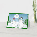 De Snowman Merry-Kerstgrappenmakerij bevroeden Feestdagen Kaart<br><div class="desc">Creëer je eigen grappige kerstkaarten op deze sjabloon met een smalle kerstkaart! U kunt de grappige, sarcastische tekst in de prijszeepbel eenvoudig aanpassen die zegt: "Wiens wortel hebt u gekraakt om dat werk te maken?" aan om het even welke persoonlijke formulering van uw keuze. De unieke sneeuwman-cartoon, geïllustreerd door Raphaela...</div>