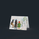 De Snowman Note Kaart<br><div class="desc">De scène in dit Victoriaans tijdperk briefkaarten toont drie meisjes die hun winterschepping bewonderen. Het charmerende en ongebruikelijke afbeelding biedt voldoende ruimte voor uw personalisatie.</div>