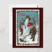 "De Snowman-Vintage bouwen" Briefkaart (Voorkant / Achterkant)