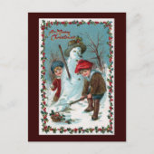 "De Snowman-Vintage bouwen" Briefkaart (Voorkant)