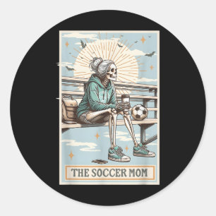 De Soccer Mom Skeleton Tarot Kaart, Soccer Mom Mot Ronde Sticker