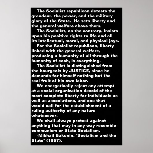 De socialist...Bakunin citeert poster (Voorkant)