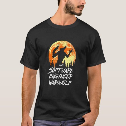 De softwareontwikkelaar Werewolf Halloween T-shirt (Voorkant)
