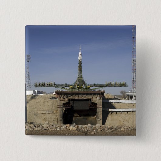 De Sojoez-raket wordt in positie 6 geplaatst Vierkante Button 5,1 Cm (Voorkant)