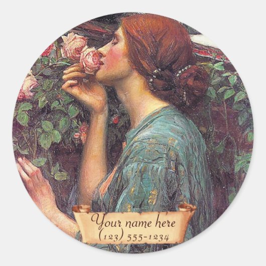 "De sol van het Roos" Pre-Raphaelietkookplaat Ronde Sticker (Voorkant)