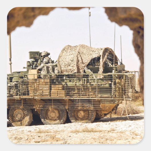 De soldaten van de VS voeren een gevechtspatrouill Vierkante Sticker (Voorkant)