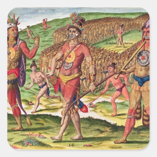 De soldaten van Outina Marching om te knippen Vierkante Sticker (Voorkant)