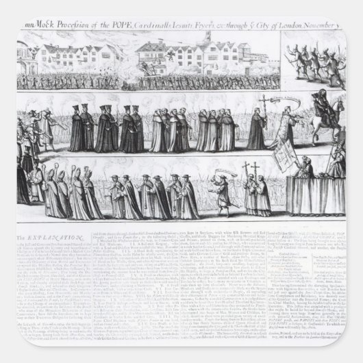 De Solemn Mock Procession Vierkante Sticker (Voorkant)