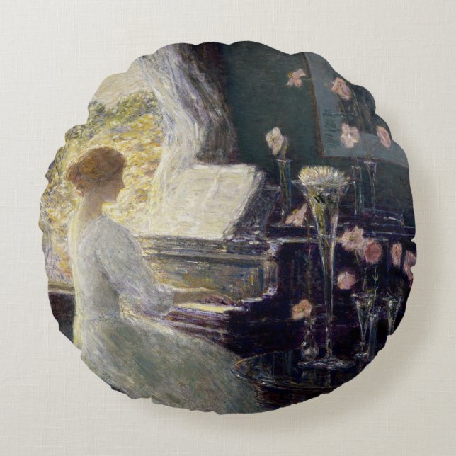 De Sonata van Frederick Childe Hassam Rond Kussen (Voorkant)