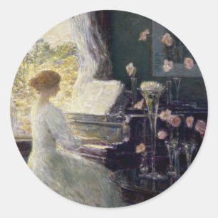 De Sonate van Frederick Childe Hassam Ronde Sticker
