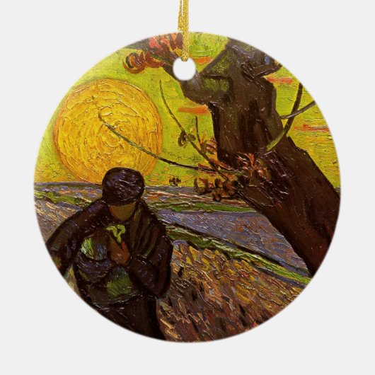 De Sower door Vincent van Gogh Keramisch Ornament (Achterkant)