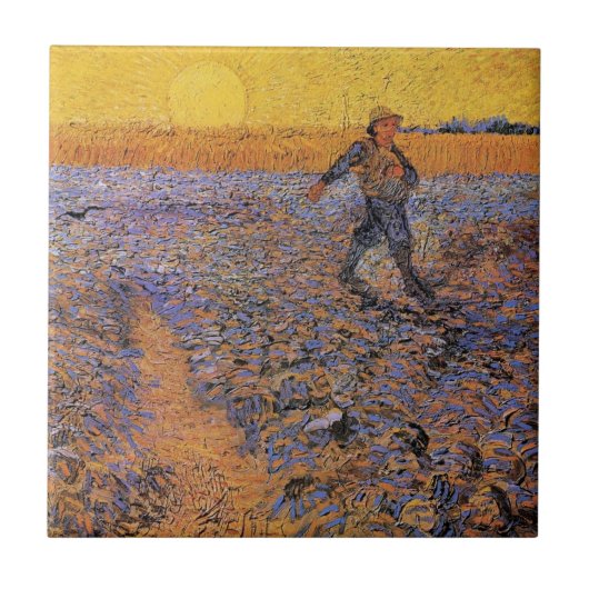 De Sower door Vincent van Gogh Tegeltje (Voorkant)