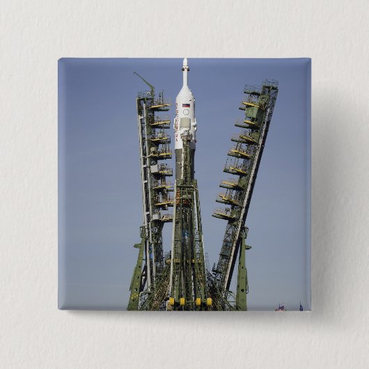 De Soyuz-raket wordt in positie 4 geplaatst Vierkante Button 5,1 Cm (Voorkant)