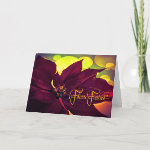 De Spaans-Feliz Fiestas. kerstwijn Poinsettia Feestdagen Kaart