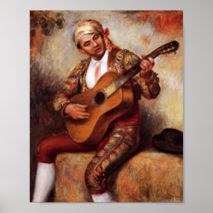 De Spaanse gitarist (door Pierre-August Renoir) Poster