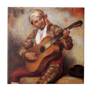 De Spaanse gitarist (door Pierre-August Renoir) Tegeltje