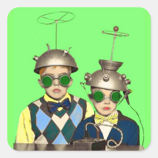 de Space Cadet Brothers Vierkante Sticker (Voorkant)