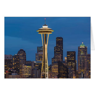 De Space Needle en het centrum van Seattle