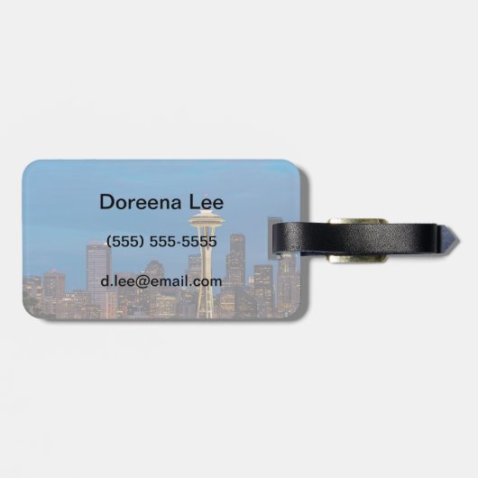 De Space Needle en het centrum van Seattle Bagagelabel (Achterkant horizontaal)