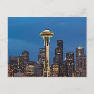 De Space Needle en het centrum van Seattle Briefkaart
