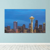 De Space Needle en het centrum van Seattle Canvas Afdruk (Insitu (Houten vloer))