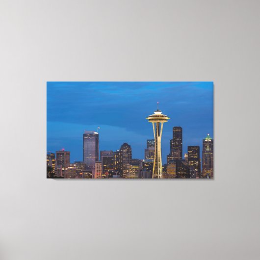 De Space Needle en het centrum van Seattle Canvas Afdruk (Voorkant)