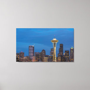 De Space Needle en het centrum van Seattle Canvas Afdruk