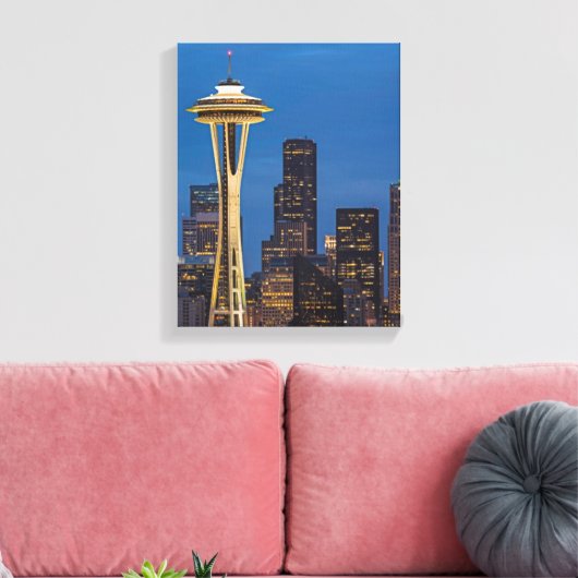 De Space Needle en het centrum van Seattle Canvas Afdruk (Insitu (Woonkamer))