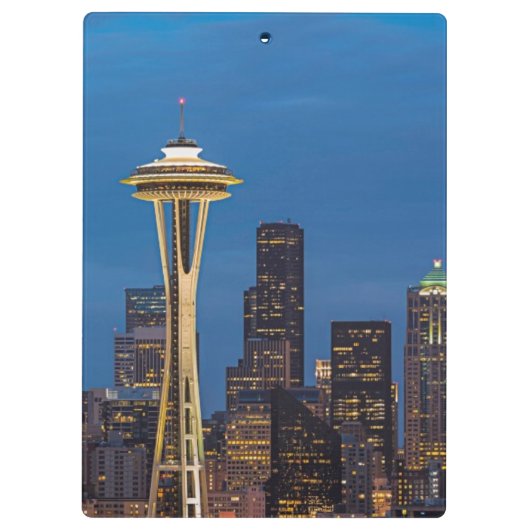 De Space Needle en het centrum van Seattle Klembord (Achterkant)