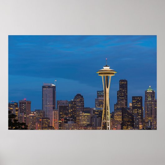 De Space Needle en het centrum van Seattle Poster (Voorkant)