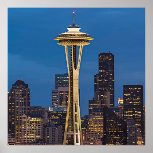 De Space Needle en het centrum van Seattle Poster (Voorkant)