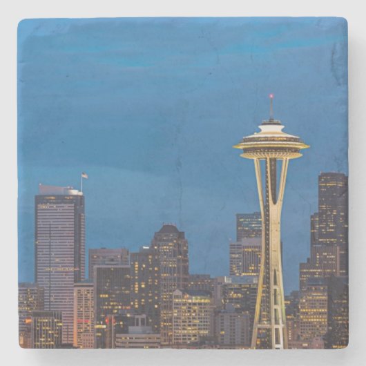 De Space Needle en het centrum van Seattle Stenen Onderzetter (Voorkant)