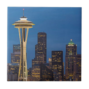 De Space Needle en het centrum van Seattle Tegeltje