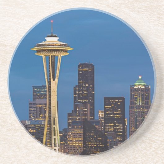 De Space Needle en het centrum van Seattle Zandsteen Onderzetter (Voorkant)