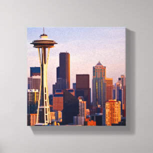 De Space Needle is een toren in Seattle Canvas Afdruk